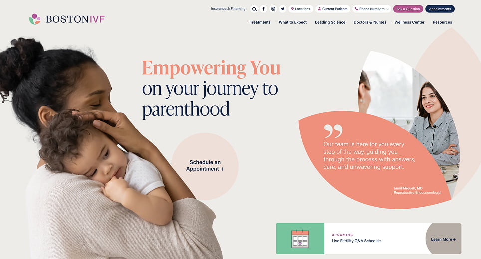 Boston IVF website screen 1
